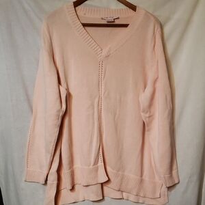 Cozy V-Neck Sweater in Light Pink